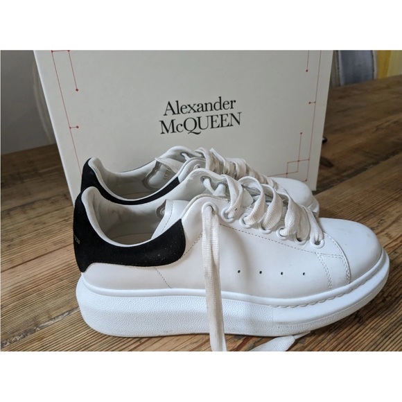 Alexander McQueen White Sneakers with Black Heel Accent